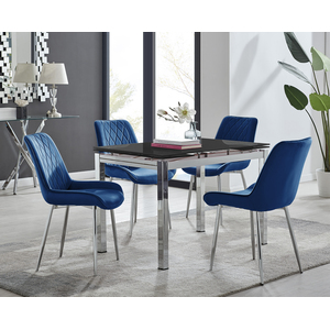 Enna Extending Dining Table With Four Pesaro Silver Leg Chairs