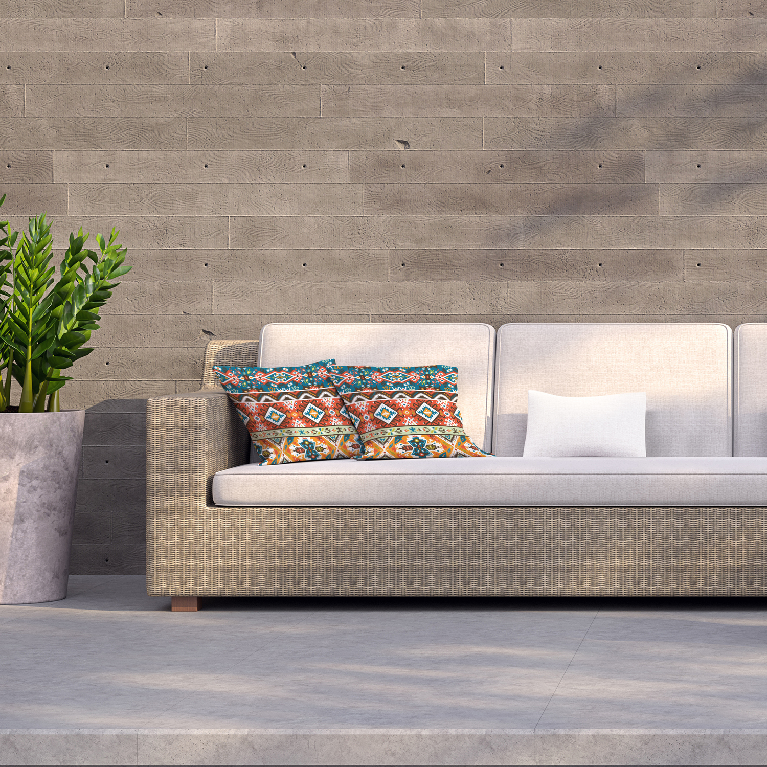 Colorful Pattern In Tribal Style Outdoor Cushion - Red / 60cm