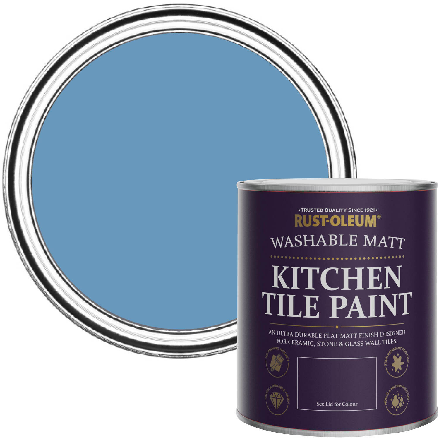 Rust-Oleum Kitchen Tile Paint Matt - Cornflower Blue 750ml -  Green