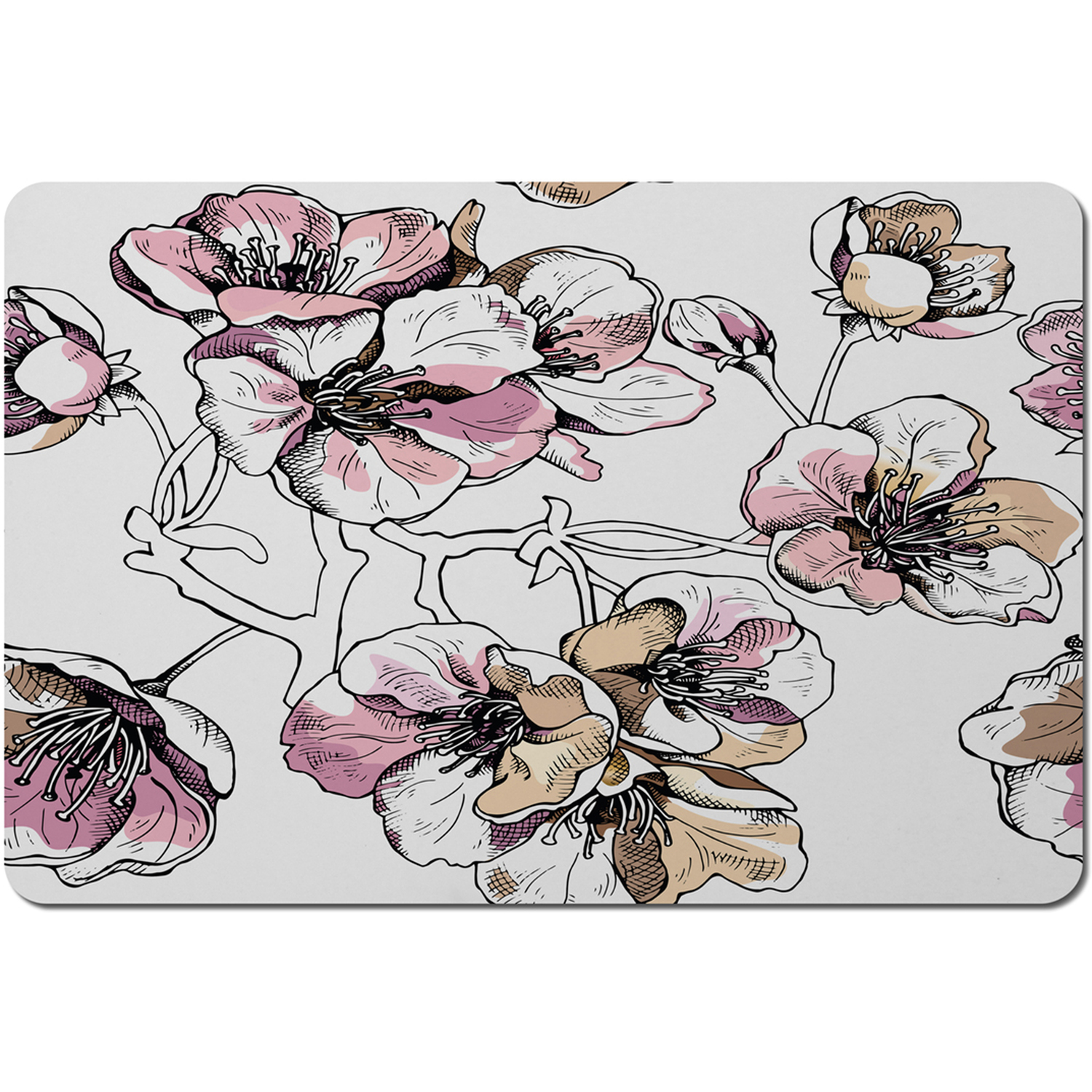 Image of Flower Illustration Placemat - Pink