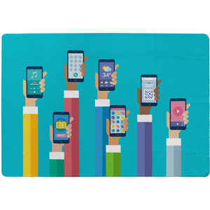Telephone Rug Hands Holding Smart Phones Rug