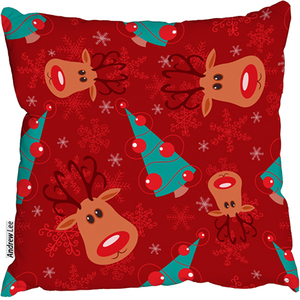 Reindeer And Tree Pattern Stylish Cushion
