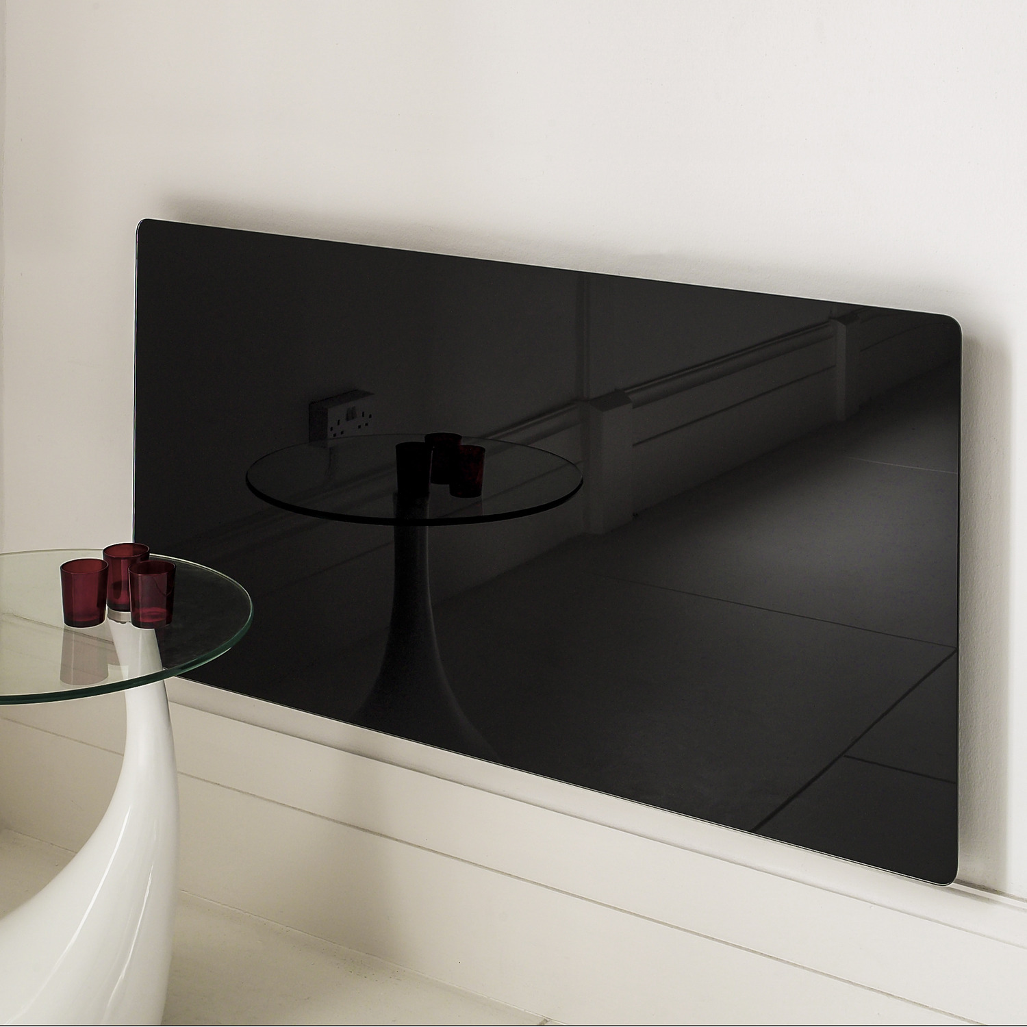 Adam Radiator Cover Adam Vitreo Medium Radiator Cover in Black Glass, 1200mm