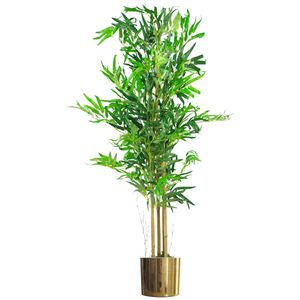 Realistic Artificial Bamboo Plants Trees Gold Metal Planter