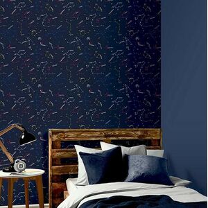 Constellations Space Navy Blue Multi Kids Nature Boy Nursery Wallpaper