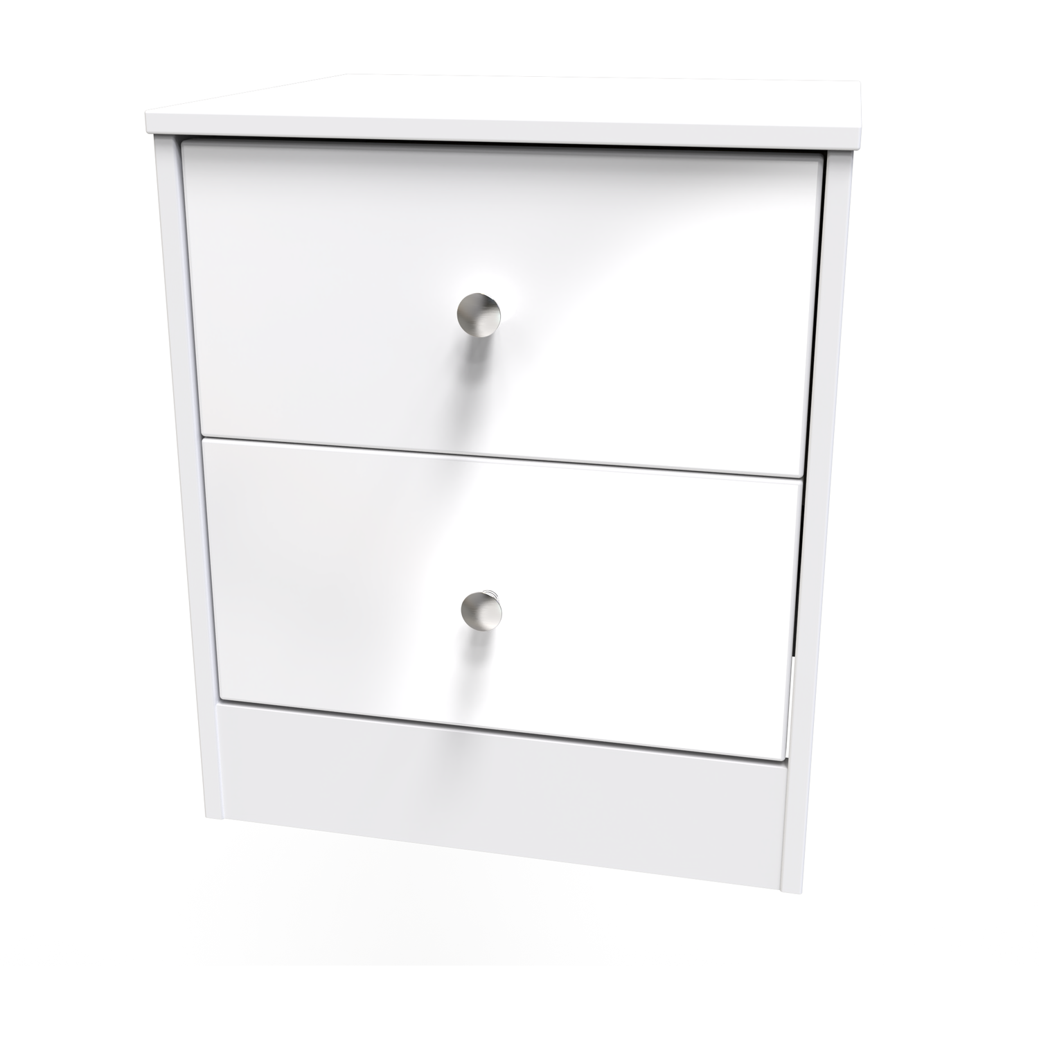 Padstow Ready Assembled 2 Drawer Bedside Cabinet - White Gloss White Matt