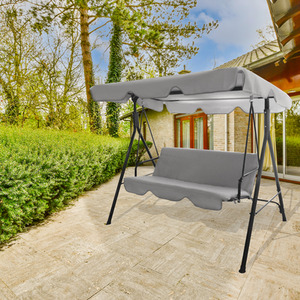 3 Seater Garden Swing Grey with Cushions and Canopy