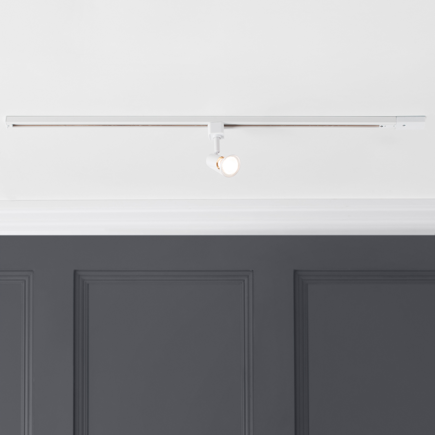 1 Metre Track Light Kit With Harlem Spotlight Heads And Led Bulbs - White 1