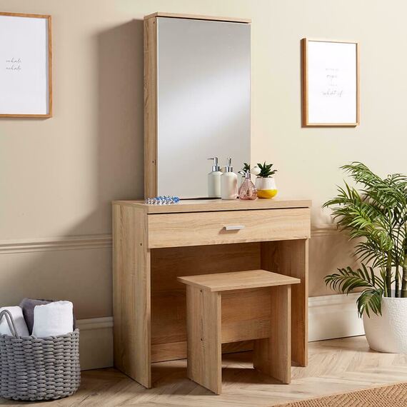 Berlin Dressing Table with Sliding Mirror and Stool Set