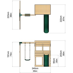 Arches / 222cm Wooden Lookout Tower Playhouse with 6ft Slide shot 5042785