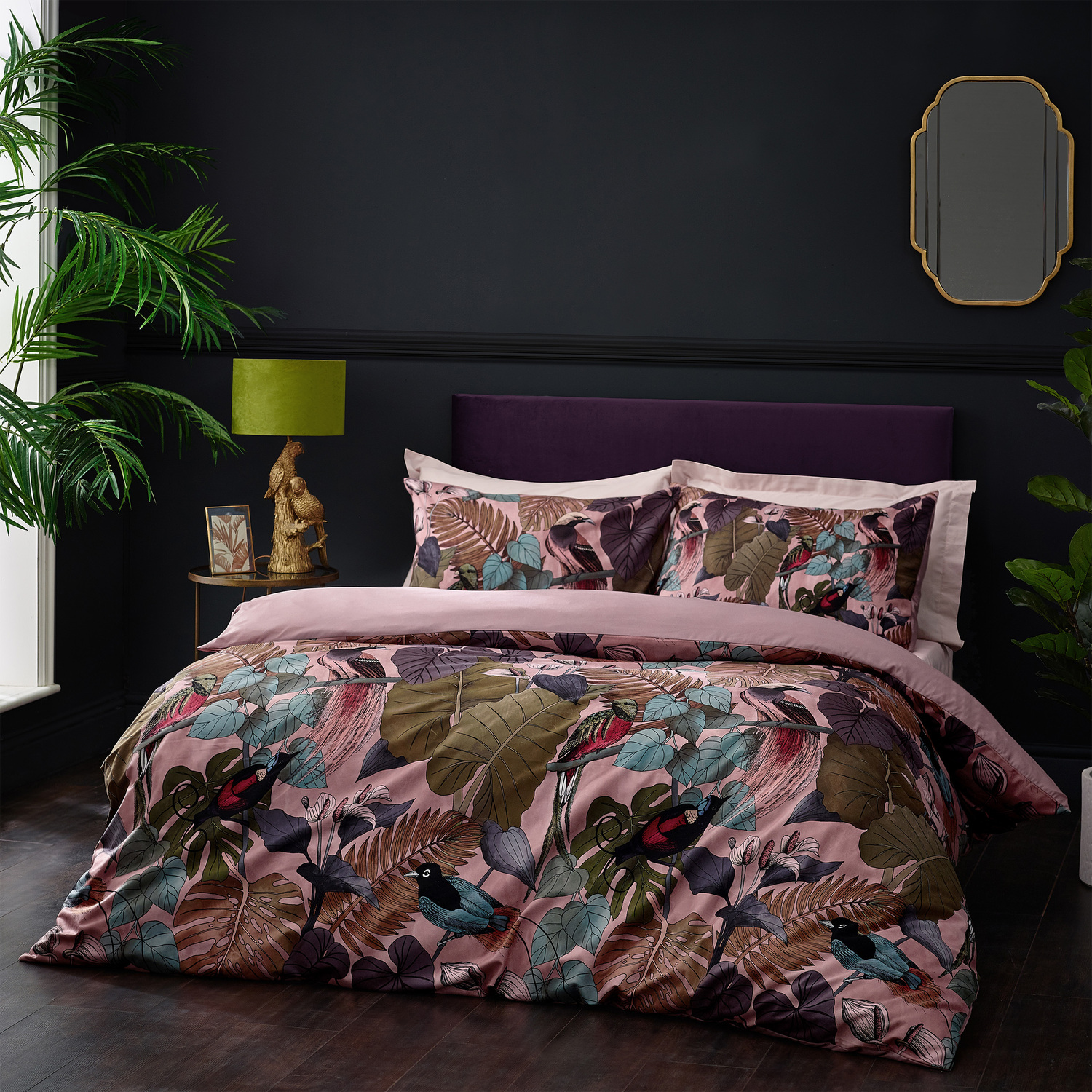 Moriyo Tropical Velvet Duvet Cover Set - Dusky Blush Single