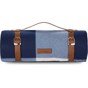 Navy / 180cm Picnic Blanket with Faux Leather Carry Handle shot 5183485