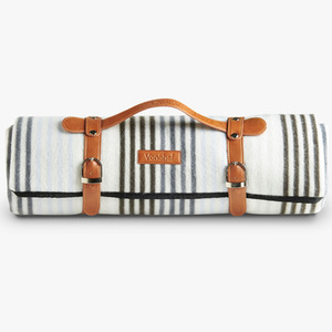 White / 180cm Picnic Blanket with Faux Leather Carry Handle shot 5183701