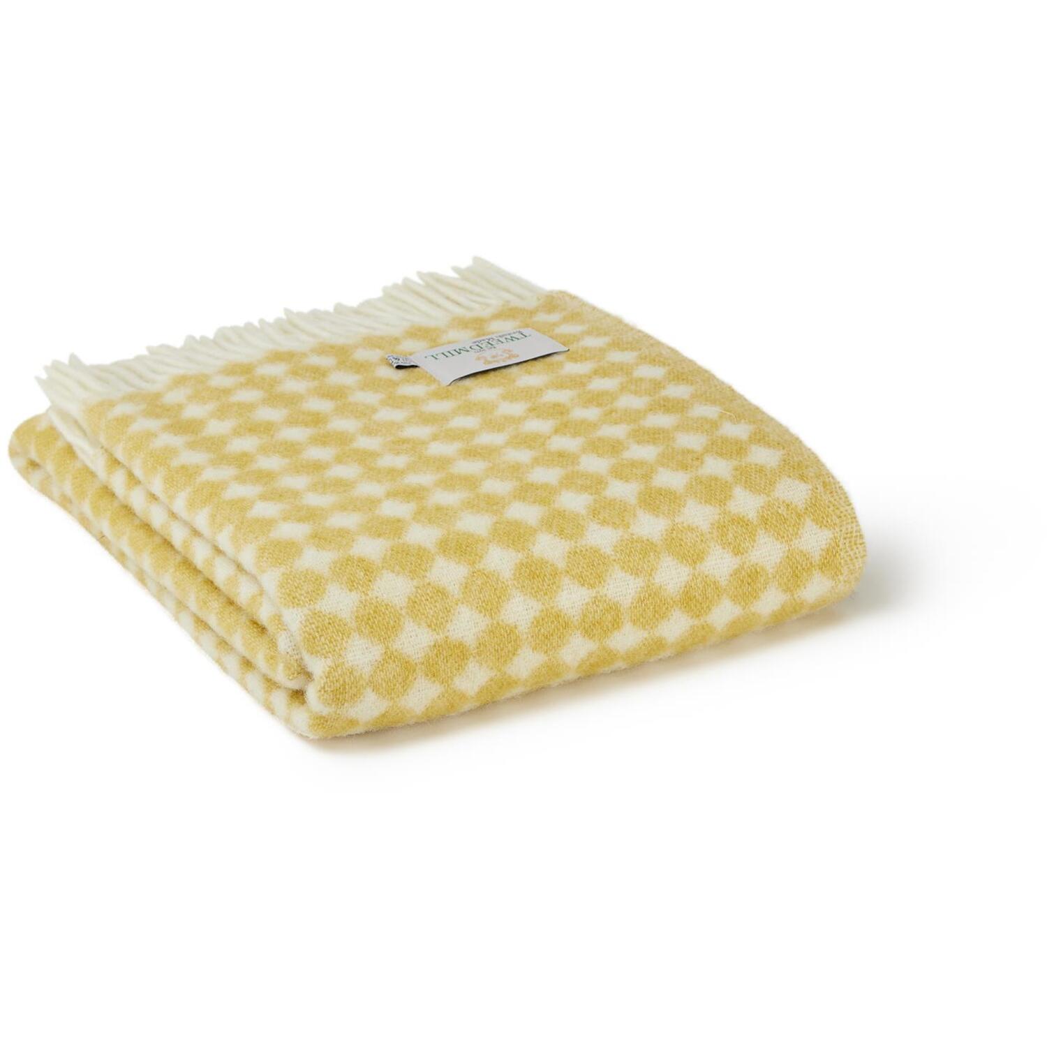 Jacquard Spot Wool Throw - Oil Yellow