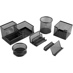 6 Piece Metal Office Desktop Organizer Set with Pen Holder