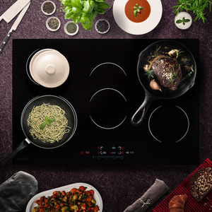 Glass ceramic hob 5 cooking zones 77 cm