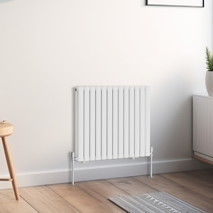Oval Double Panel Horizontal Radiator White 600mm Tall