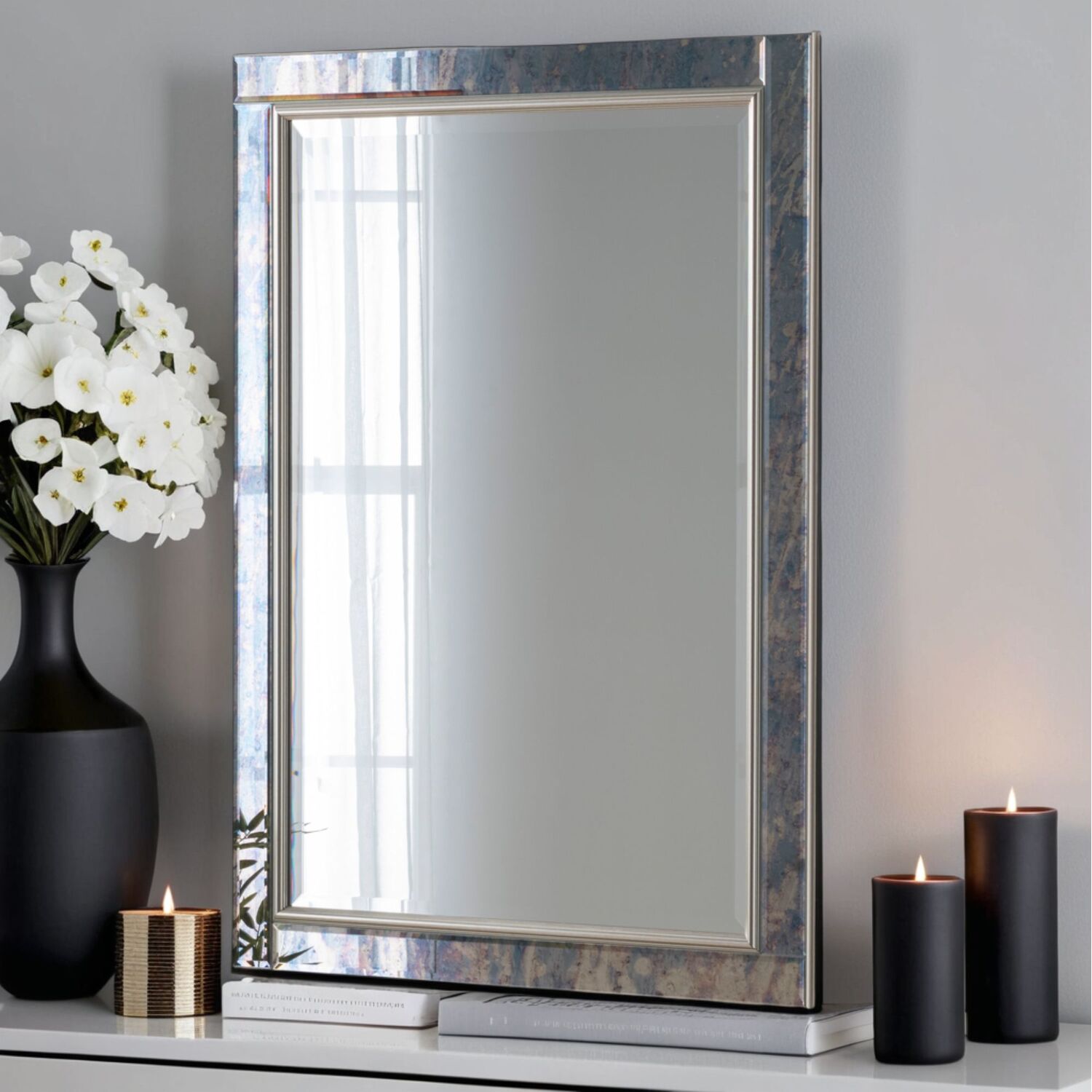 Image of Antique Mottled Lunar Wall Mirror Bevelled&hellip;