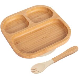 Bamboo Segmented Baby Weaning Plate  Fork Set