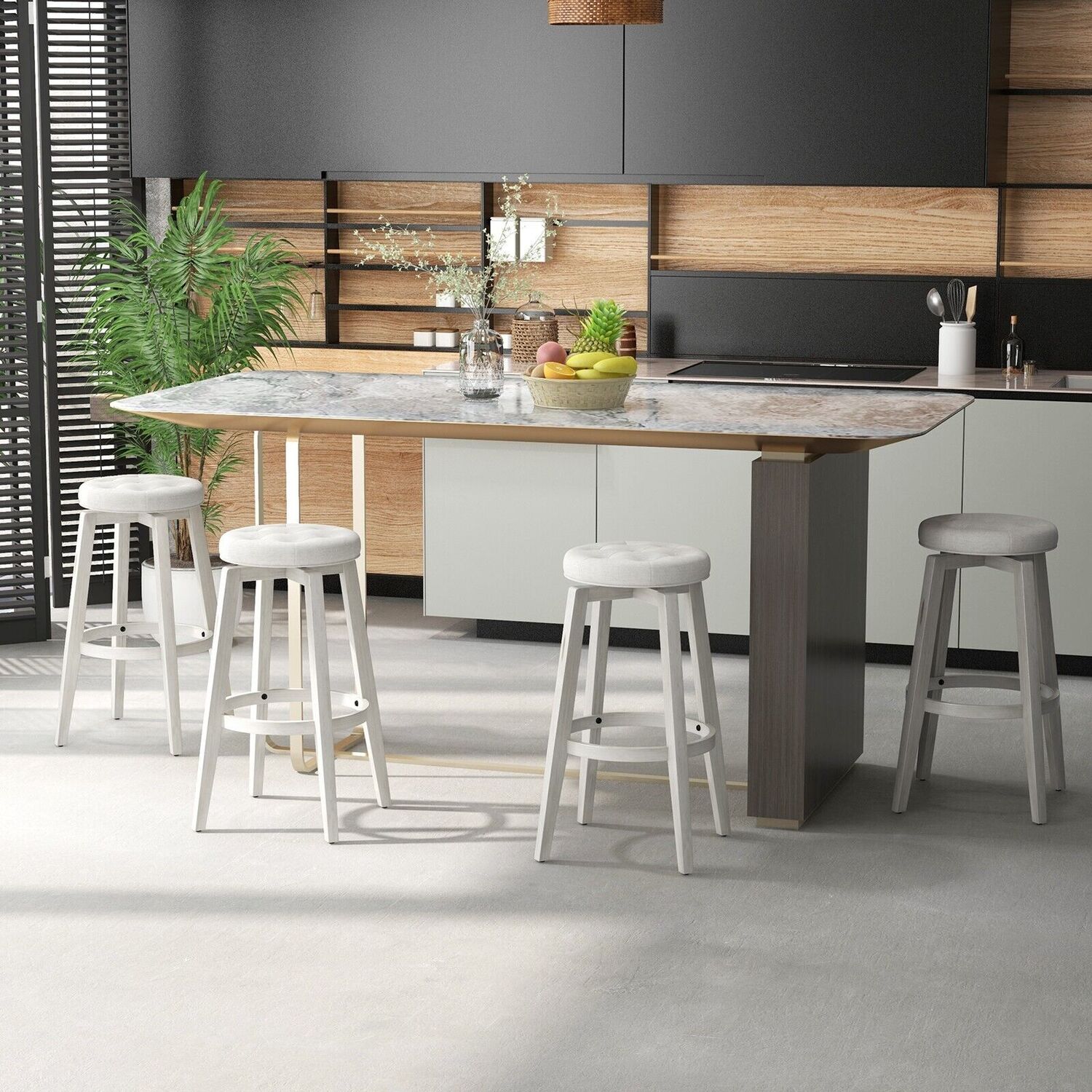 Counter Height Stools Swivel Bar Stool Set Of 2 - White