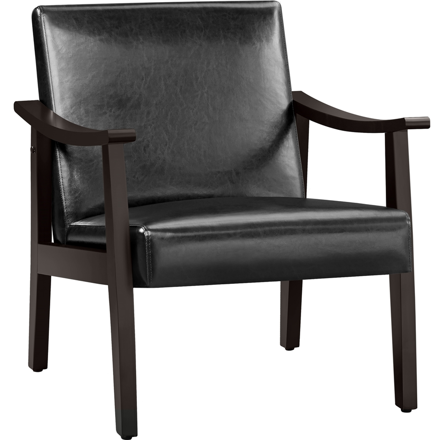 Yaheetech Upholstered Accent Armchair With Solid Wood Legs - Black