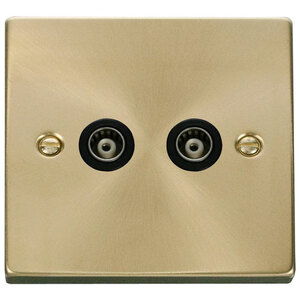 Satin  Brushed Brass Twin Isolated Coaxial Socket