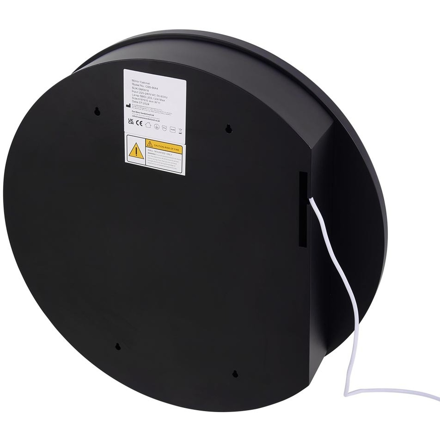 Round Anti-fog Wall-mounted Led Dimmable Mirror Cabinet - Black