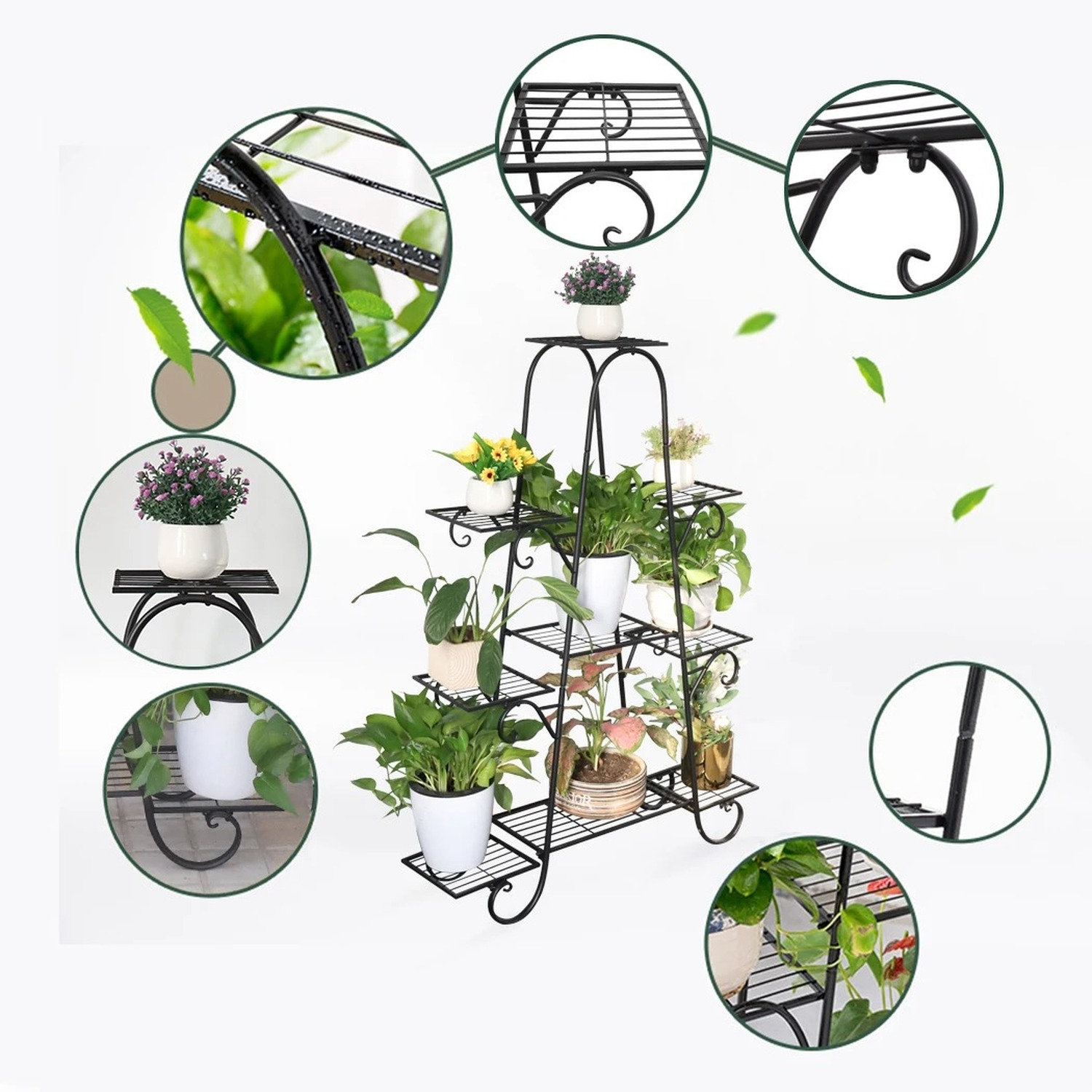9 Tier Metal Plant Stand - Black