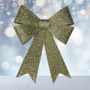 Large Gold Tinsel Christmas Door Tree Bow Decoration 49cm