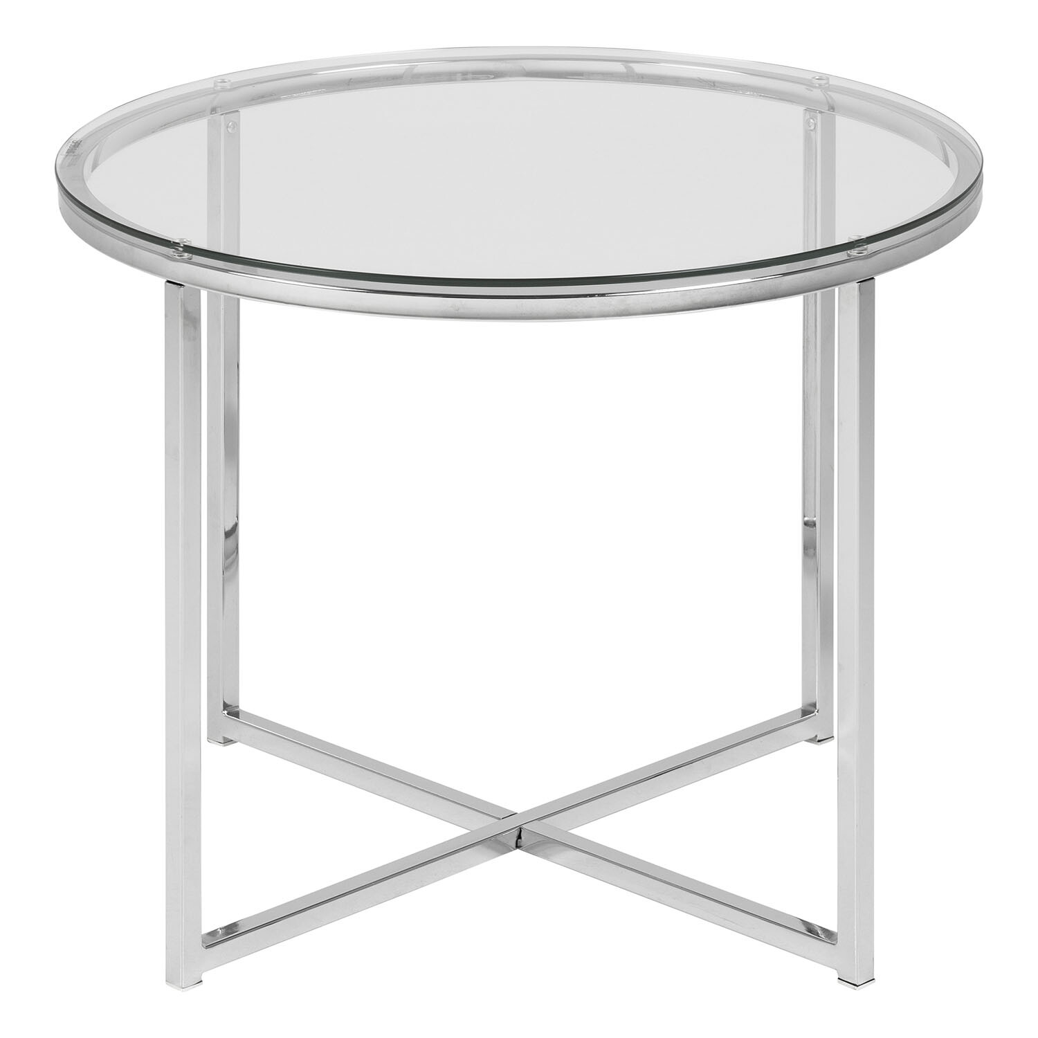 Cross Round Metal Side Table - Silver
