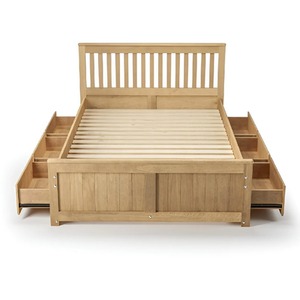 Mission Storage Bed with 6 Underbed Drawers, Waxed or White Color