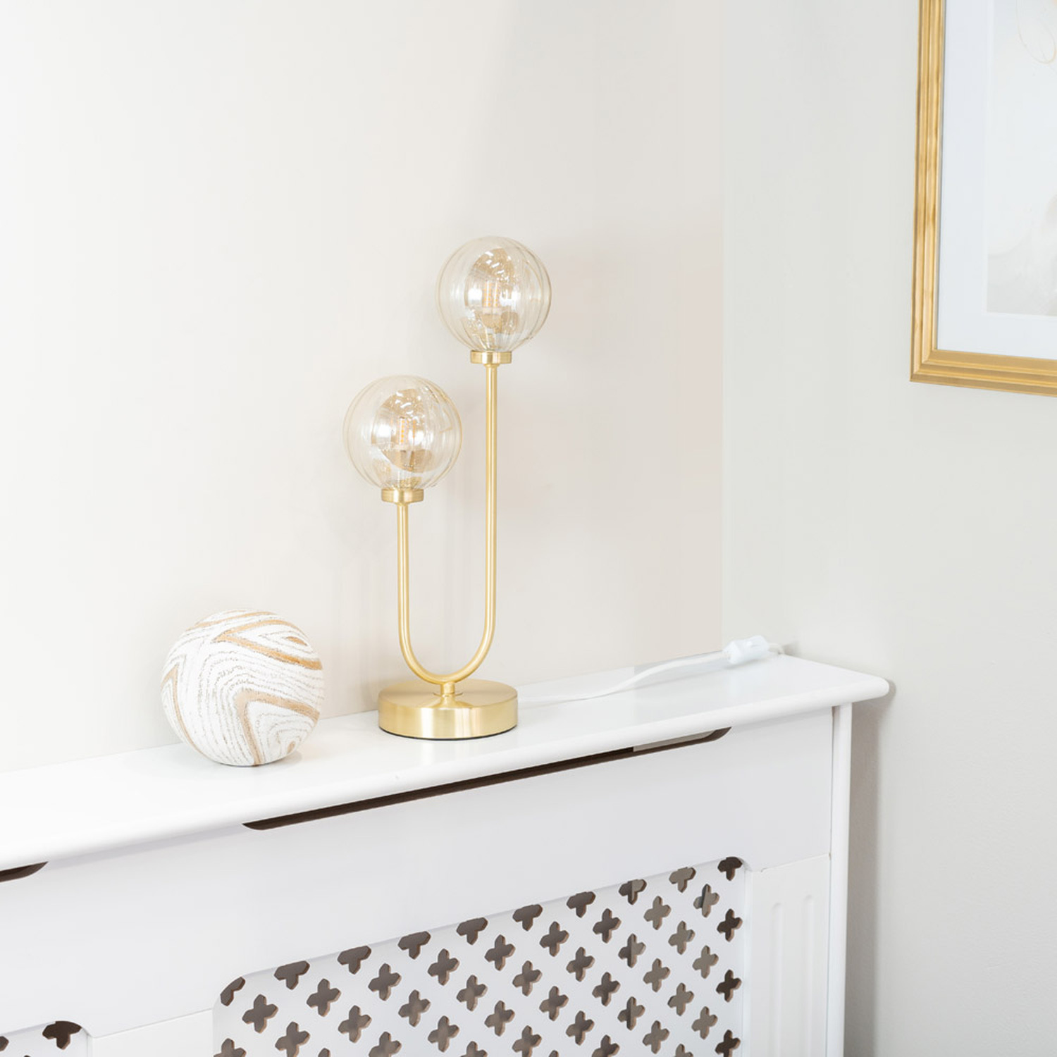 Image of Chessy Asymmetric Ribbed Glass Globe Gold&hellip;
