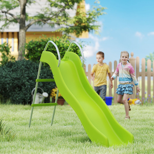 AIYAPLAY Wavy Slide Kids Freestanding Garden Slide With Ladder - Green