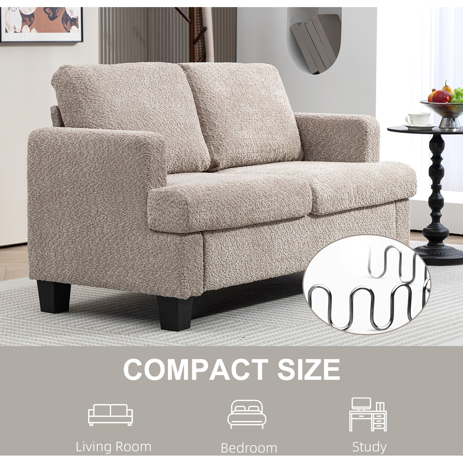 HOMCOM 2 Seater Sofa with Removable Back Cushions Chenille Fabric