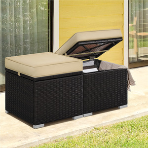 Yaheetech Set of 2 Outdoor Wicker Ottomans