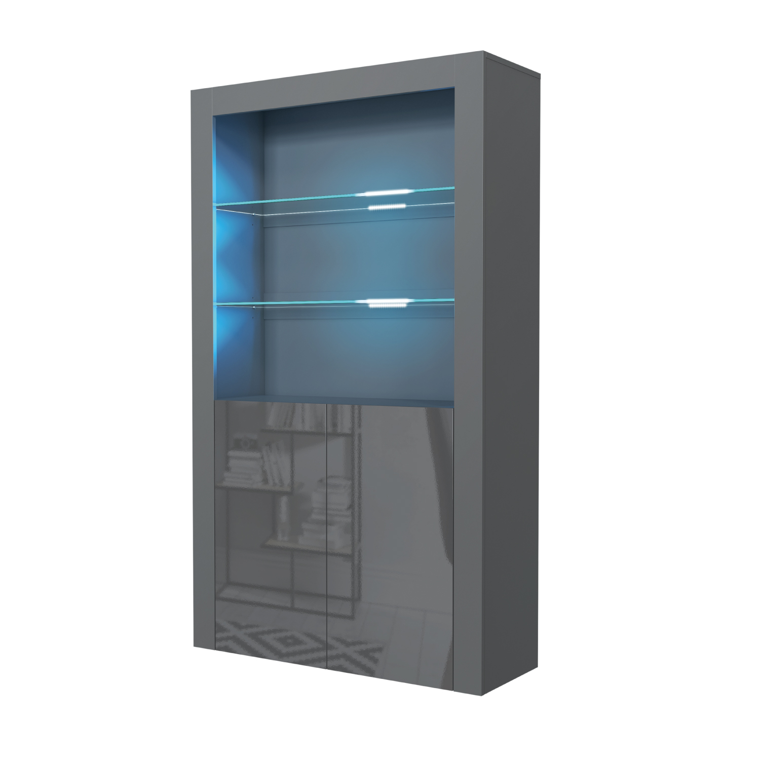 Spectrum Display Cabinet 170cm - Dark Grey