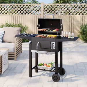 Outdoor Charcoal BBQ Grill with Smoke Stack