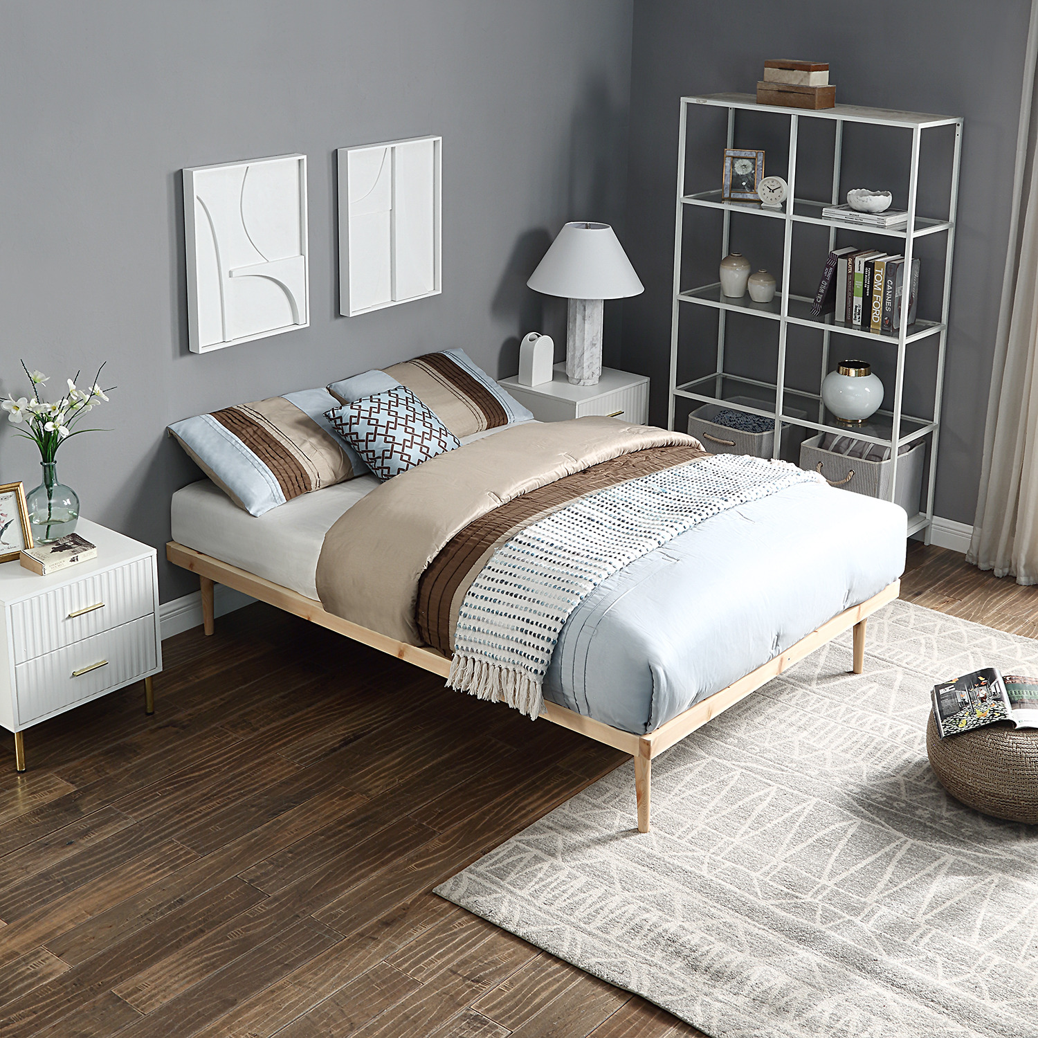 Wooden Platform Pine Bed - Pine Double Platform Bed Frame