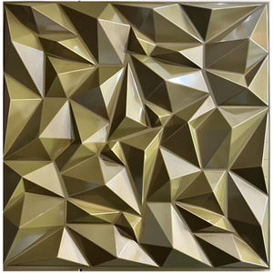 3D PVC Wall Panel Faceted Diamond Design Brushed Gold Size 500x500x1mm Pack of 4