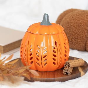 Leaf Cut Out Pumpkin Oil Burner and Wax Warmer - Orange