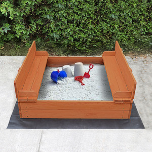 Kids Wooden Sandpit with Seating and Cover