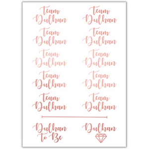 Team Dulhan Tattoo Sheet Rose Gold