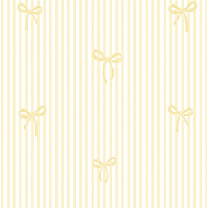 Delicate Bows on Pinstripe Wallpaper in Lemon