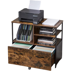 2 Drawer Portable Filing Cabinet with Storage Shelves