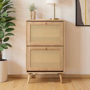 Manila Rattan 2 Door Flip Down Shoe Storage Cabinet