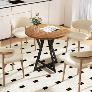 Round Dining Table with X Shaped Base