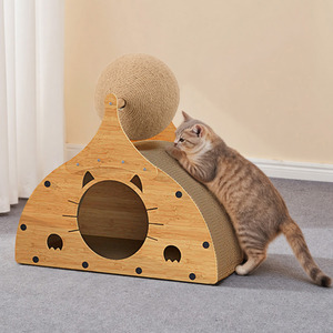 Cat Cardboard Scratching Bed with Toy Ball