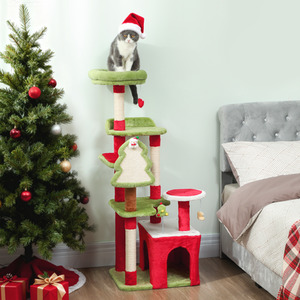 PawHut Cat Tree, 120cm Christmas Cat Tower with Scratching Posts