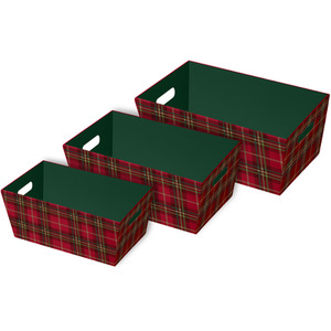 3 Tartan Christmas Hamper Baskets Nested Gift Boxes Make Your Own