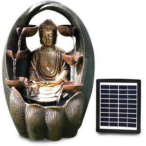 Solar Golden Buddha Water Feature for Garden with LED Lights